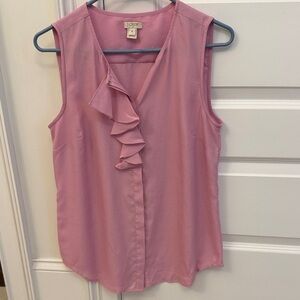 J. Crew Sleeveless Top with Ruffle in Soft Pink